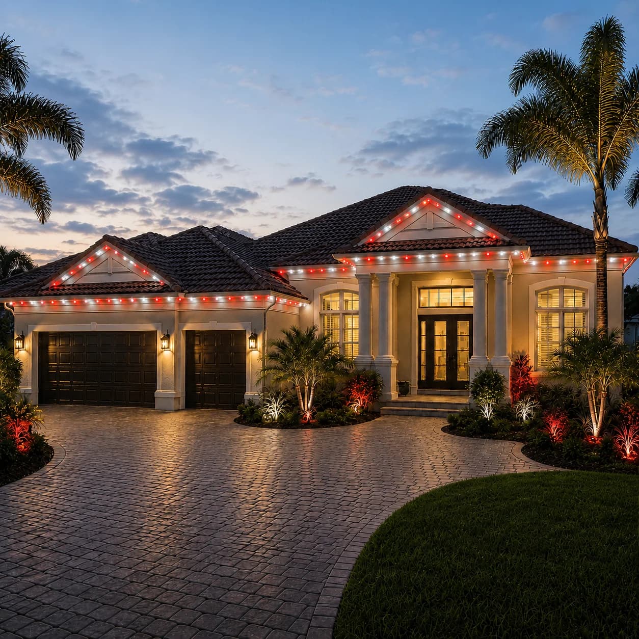 The same home lit for Game Day